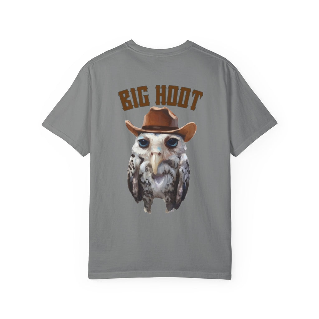 Big Hoot Unisex Garment-Dyed T-Shirt, Fun Gift for Owl Lovers, Casual Wear, Unique Graphic Tee, Birthday, Nature Enthusiast